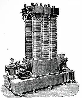 Edison: Engraving depicting Edison's dynamo