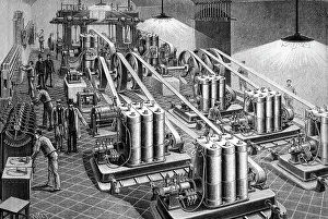 Edison: Engraving depicting Edison's generators installed