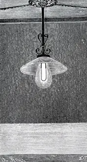 Edison: Engraving depicting Edison's incandescent light