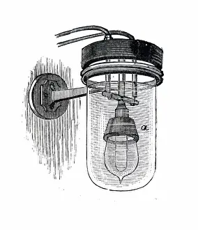 Edison: Engraving depicting Edison's incandescent light