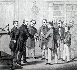 Sending: Engraving depicting an electric shock being sent