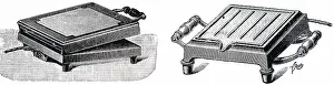 Grill: An engraving depicting an electric toaster and grill