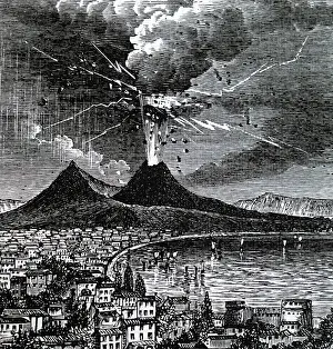 Stratovolcano: Engraving depicting the electrical discharge during