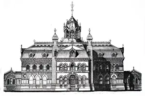 Pumping: An engraving depicting the engine house of the