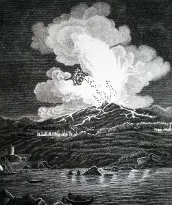 1787: An engraving depicting the eruption of Mount Etna