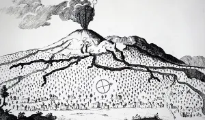 Vesuvius: An engraving depicting the eruption of Mount Vesuvius
