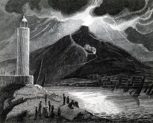 Vesuvius: An engraving depicting the eruption of Mount Vesuvius