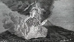 Vesuvius: An engraving depicting the eruption of Mount Vesuvius