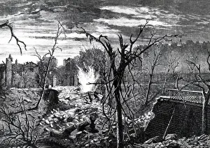 Exploded: An engraving depicting the explosion of the barge