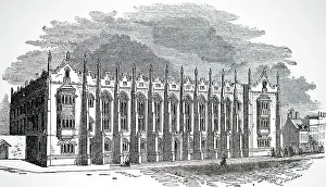 Grammar: Engraving depicting the exterior of King Edward's