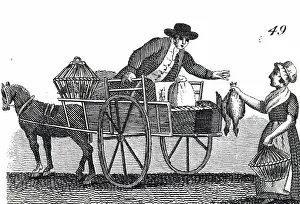 An engraving depicting a farmer and his wife loading