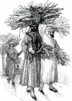 Carriers: An engraving depicting firewood carriers