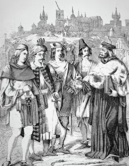 Attending: Engraving depicting the first Rector of Prague University