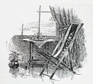 Folding: Engraving depicting a folding hammock