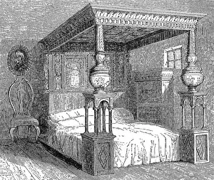 Accommodate: Engraving depicting a four-poster bed