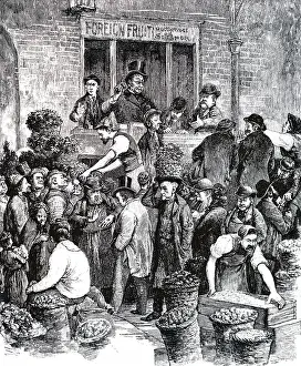 Covent: An engraving depicting a fruit auction