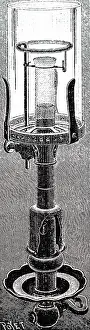 Mantle: An engraving depicting a gas lamp