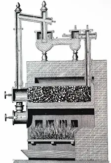 Heated: An engraving depicting a gas making apparatus