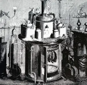 Stove: An engraving depicting a gas stove by James Sharp