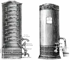 Geyser: An engraving depicting a geyser for a bath
