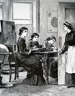 Governess: Engraving depicting a governess with her charges