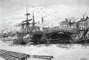 Docklands: Engraving depicting Green's Dock