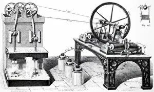 Pumps: Engraving depicting Gustave Froment's electromagnetic engine