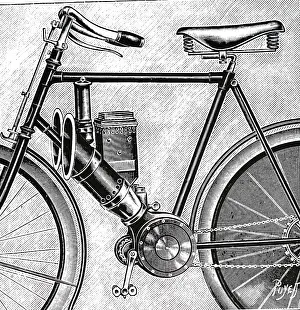 Tubes: An engraving depicting Hertschmann's motorcycle