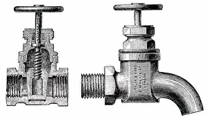 Plumbing: Engraving depicting a high-pressure screw-down
