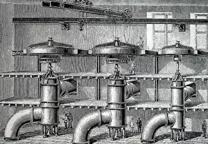 Aluminium: Engraving depicting hydroelectric generators