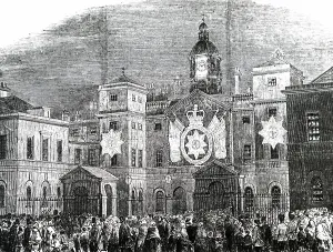 Southwark: An engraving depicting illuminations on horse guards