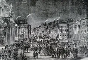 Southwark: An engraving depicting illuminations in Waterloo Place