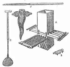 Fisheries: An engraving depicting the implements used in