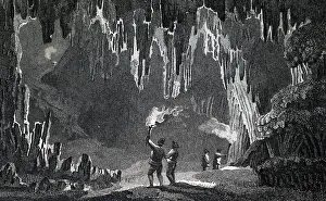 Aegean: An engraving depicting the interior of the Grotto
