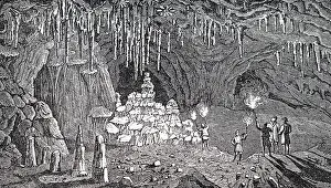 Aegean: An engraving depicting the interior of the Grotto