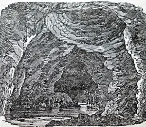 Arse: An engraving depicting the interior of Peak Cavern