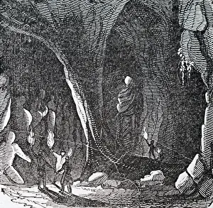 Arse: An engraving depicting the interior of Peak Cavern