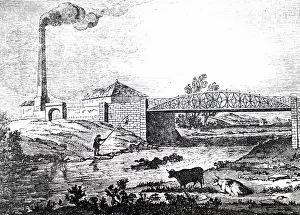 Elgin: An engraving depicting the iron and timber Bishopmill Bridge