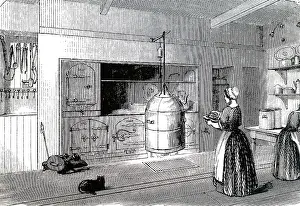 Manufactured: An engraving depicting a kitchen range manufactured