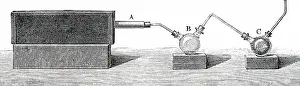 Destructive: An engraving depicting laboratory apparatus for