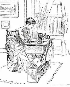 Battery: Engraving depicting a lady using a battery-powered