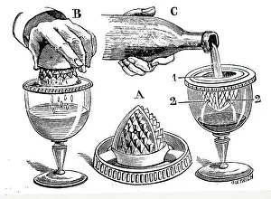Juice: An engraving depicting a lemon squeezer