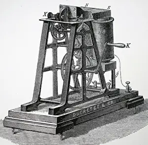 Current: Engraving depicting Leon Foucault's machine for