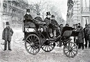 Serpollet: An engraving depicting Leon Serpollet driving