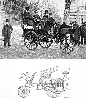 Serpollet: An engraving depicting Leon Serpollet driving