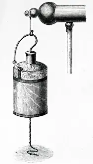 Generator: Engraving depicting a Leyden jar attached to a