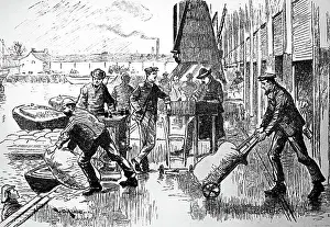 Docklands: Engraving depicting London dockers
