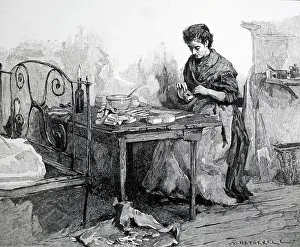 Packets: Engraving depicting a London matchbox maker