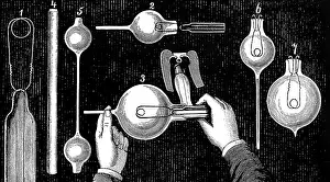 Blown: Engraving depicting the making of incandescent light bulbs