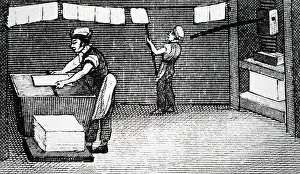 Maidstone: Engraving depicting the making of rag paper